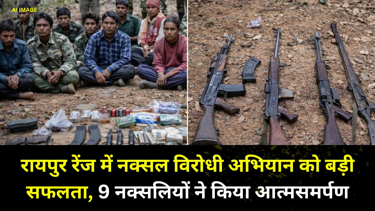 CG News : रायपुर रेंज में नक्सल विरोधी अभियान को बड़ी सफलता, 9 नक्सलियों का आत्मसमर्पण