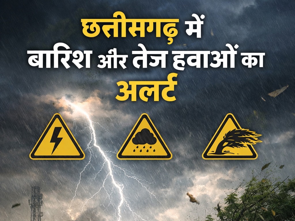 CG News: छत्तीसगढ़ में बारिश और तेज हवाओं का अलर्ट, गरज-चमक के साथ ओलावृष्टि की संभावना