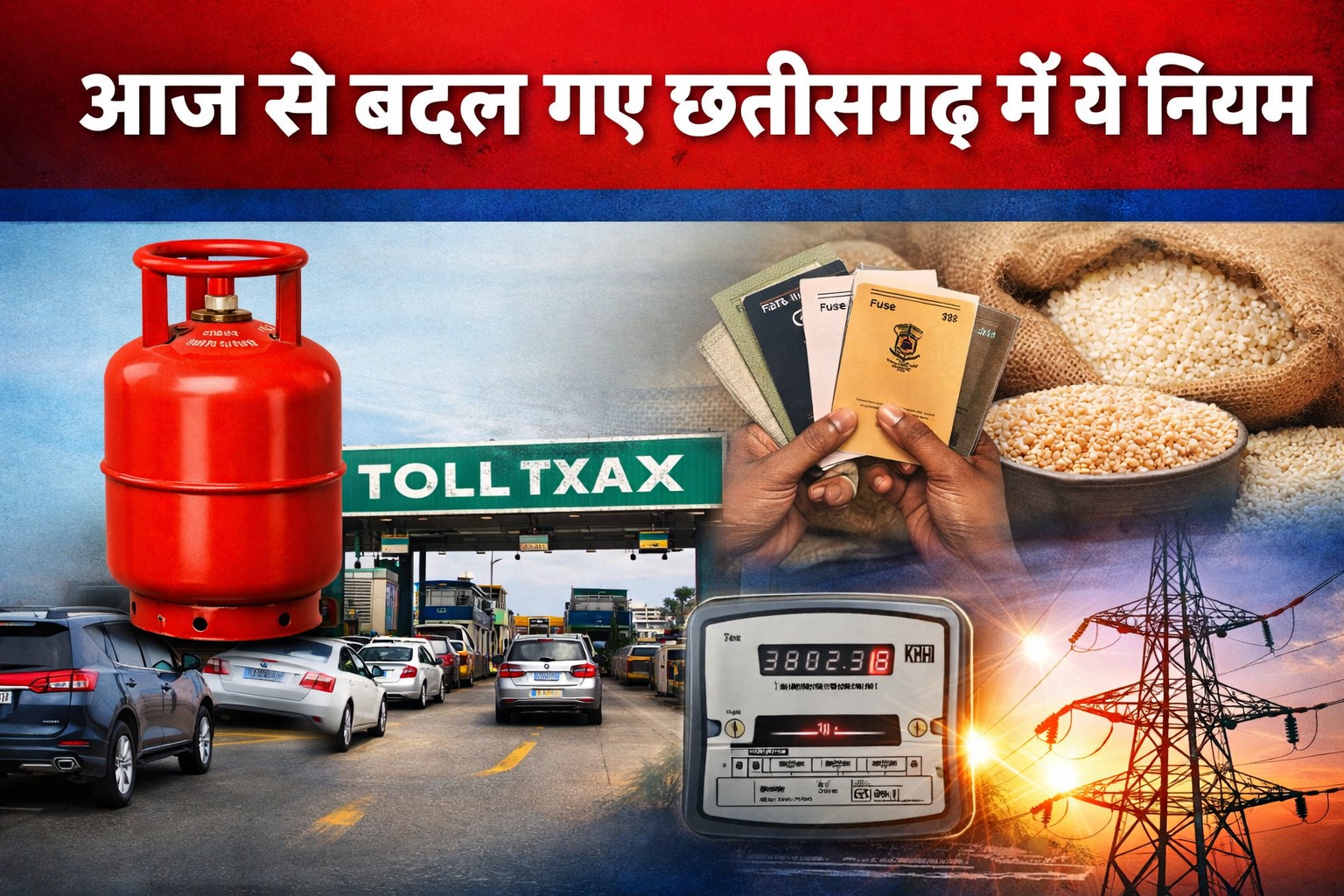 CG News: आज से बदल गए छत्तीसगढ़ में ये नियम, एलपीजी, टोल, राशन और बिजली में महत्वपूर्ण बदलाव